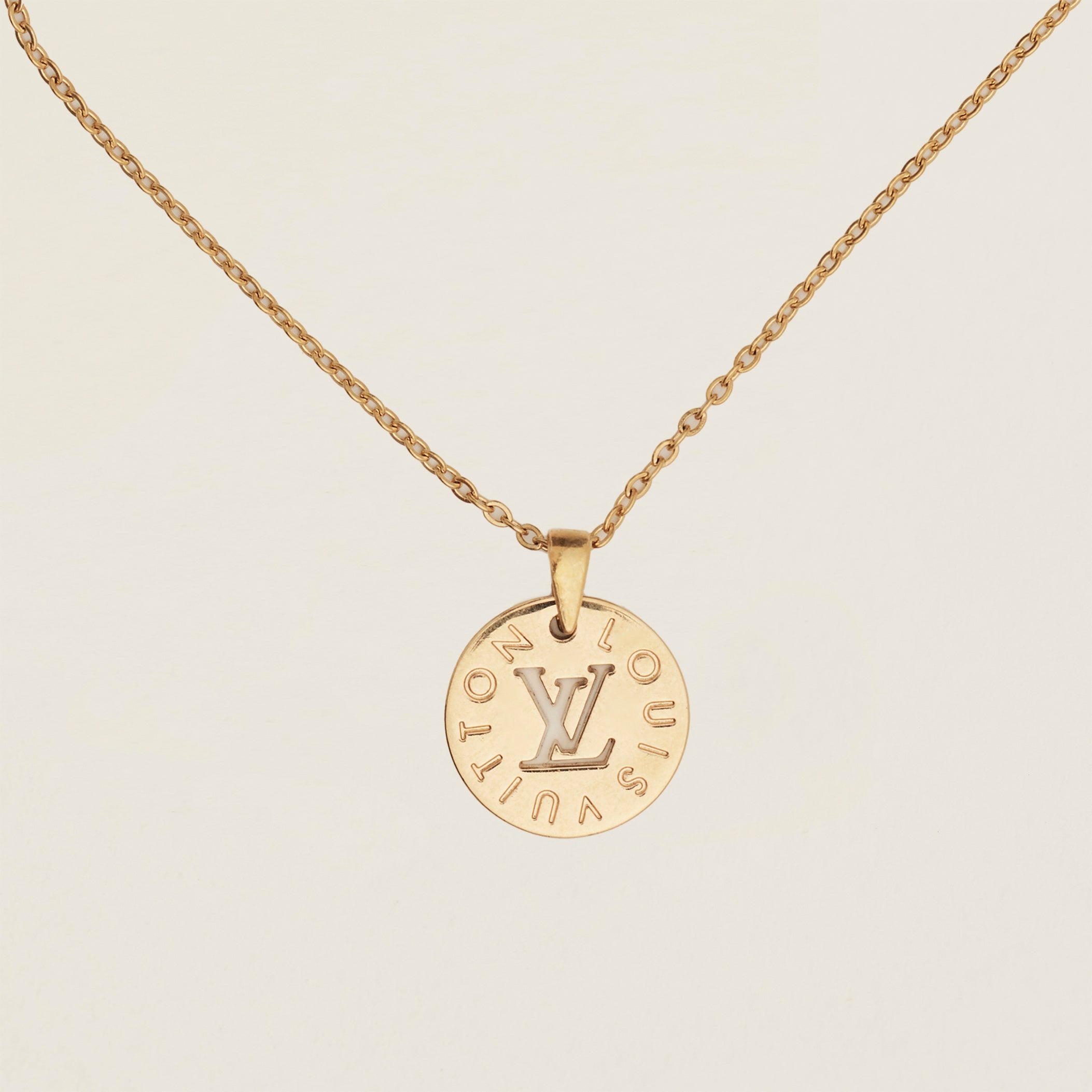 [Used LV Necklace] Louis Vuitton Ring Necklace Sterling Silver Gold 18K  Coating