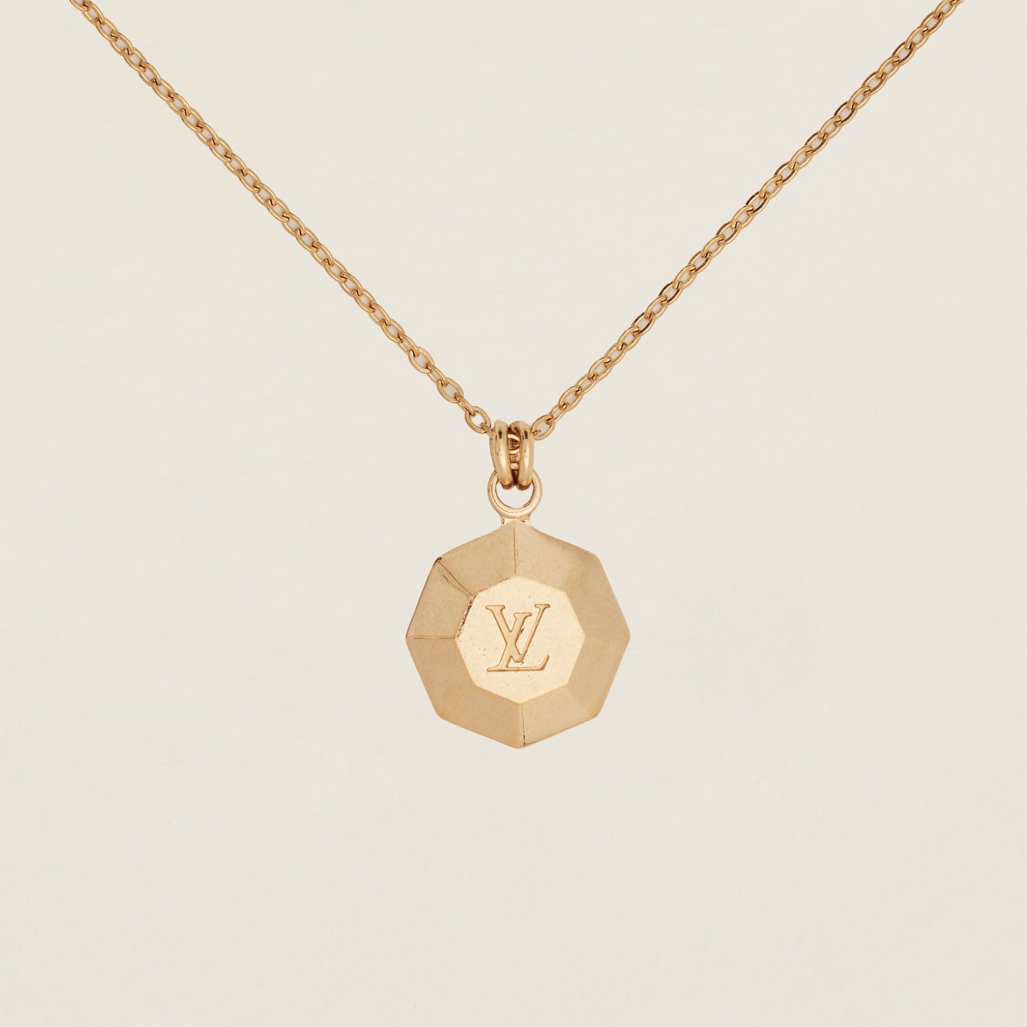 Louis Vuitton Necklace Collier Gamble M75422 Metal Rhinestone Gold Pendant  Long Choker Ladies Cube