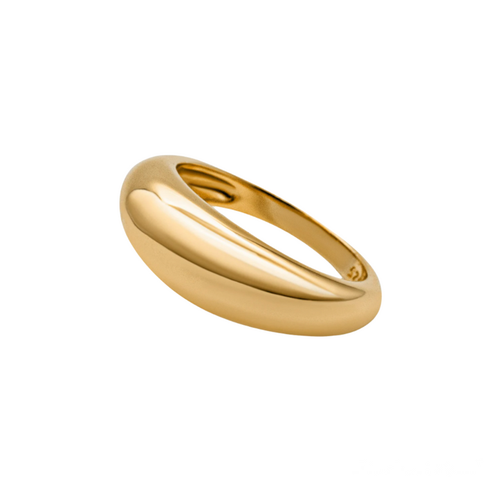 18ct gold dainty dome ring, minimalist jewelry, hypoallergenic, safe for sensitive skin