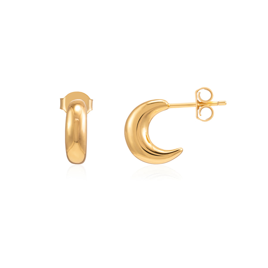 18ct gold vermeil micro crescent moon hoops, mini gold hoops, gold earrings, minimalist jewelry