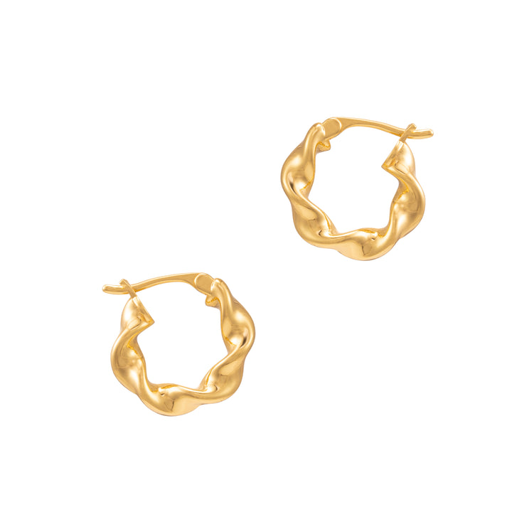 18ct gold plated warp hoops, mini gold hoops, gold earrings, minimalist jewelry on 925 sterling silver, hypoallergenic