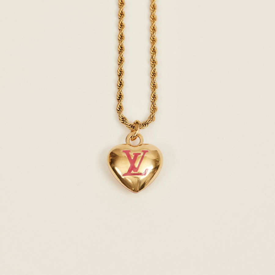 Louis Vuitton repurposed, upcycled Coeurs Heart Bag Charm vintage necklace exclusively at collectcora.com