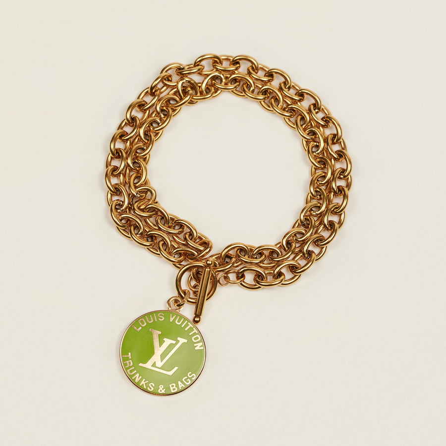 Louis Vuitton repurposed, upcycled Trunks Breloques vintage necklace exclusively at collectcora.com