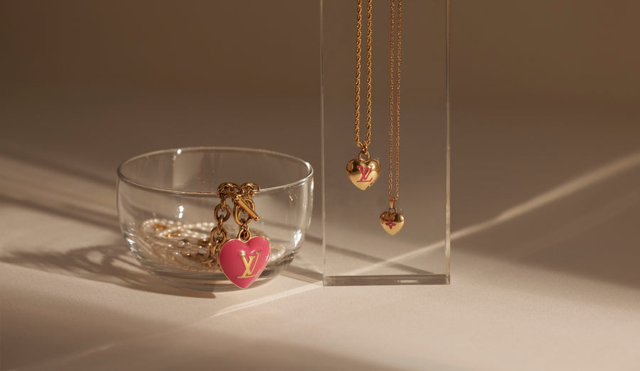 Louis Vuitton Louis Vuitton Baby Pink Heart Shaped Pendant Gold Tone